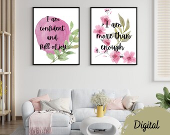 Affiches d'affirmation positive, imprimables d'affirmation positive pour les adolescents, je suis affirmations, affiches de chambre à coucher, affiches d'affirmations