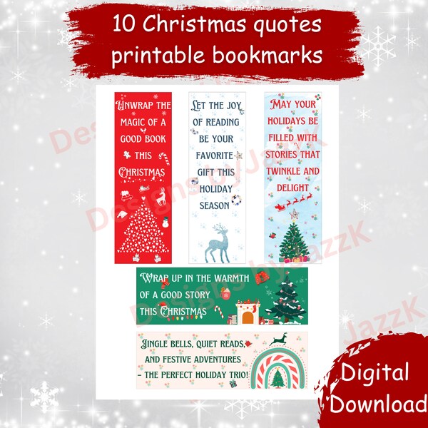 Christmas quote bookmarks, Positive Christmas quote bookmarks, Printable bookmarks, Motivational bookmarks, Christmas bookmarks, book nook