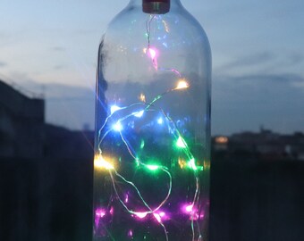 Lighted Wine Bottle with Fairy Lights: Holiday Home Decor