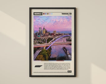 Plakat z Nashville | Druk z Nashville | Sztuka ścienna z Nashville | Wystrój z Nashville | Zdjęcia z Nashville | Podróże z Nashville | Mapa Nashville | Tennessee