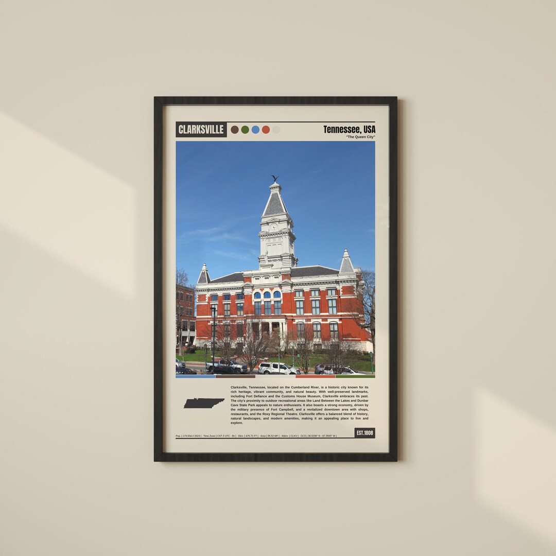 Clarksville Poster Clarksville Print Clarksville Wall Art Clarksville