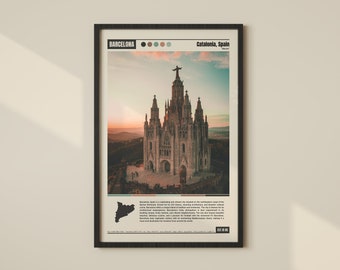 Póster de Barcelona, Arte mural de Barcelona, Pintura al óleo digital, Impresión de Barcelona, Foto de Barcelona, Impresión de Barcelona, Decoración mural de Barcelona, España