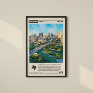 Póster de Fort Worth / Impresión de Fort Worth / Arte mural de Fort Worth / Decoración de Fort Worth / Fotografía de Fort Worth / Viajes a Fort Worth / Mapa de Fort Worth