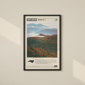 Cartel de Carolina del Norte, Impresión de Carolina del Norte, Descarga digital de Carolina del Norte, Arte de la pared de Carolina del Norte, Impresión de decoración de la pared de Carolina del Norte
