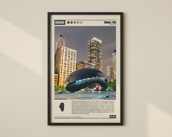 Chicago Poster | Chicago Print | Chicago Wall Art | Chicago Decor | Chicago Photo | Chicago Travel | Chicago Map | Chicago Skyline