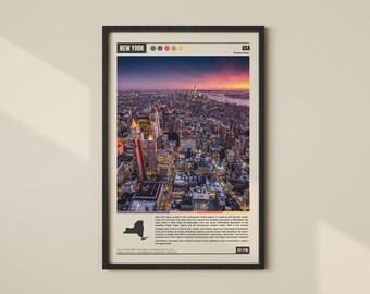 Póster de Nueva York, Arte mural de Nueva York, Pintura al óleo digital, Impresión de Nueva York, Foto de Nueva York, Decoración de pared de Nueva York, Impresión de póster de Nueva York, NYC, EE. UU.