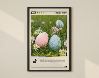 April Print, Easter Printable Art, Spring Oil Painting, Easter Decor, Spring Art, Springtime Painting, April Wall Art, Easter Decorations
