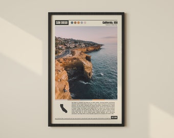 Plakat z San Diego, Sztuka ścienna z San Diego, Cyfrowe pobieranie z San Diego, Wydruk z San Diego, Dekoracja ścienna z San Diego, Zdjęcie z San Diego, San Diego, USA