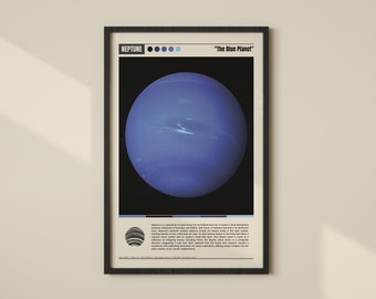 Neptune Poster, Neptune Wall Art, Neptune Digital Download, Neptune Print, Neptune Wall Decor, Neptune Planet Poster, Planet Printable Art