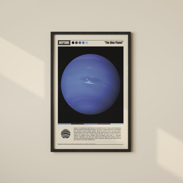 Neptune Poster, Neptune Wall Art, Neptune Digital Download, Neptune Print, Neptune Wall Decor, Neptune Planet Poster, Planet Printable Art