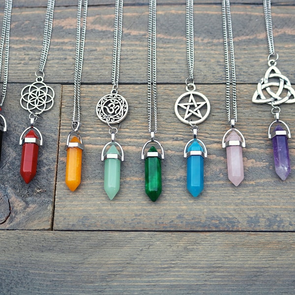 Crystal, Crystal necklace, Wicca, Wiccan, Witch, Witchcraft, Occult, Pagan, Gemstone, necklace, Celtic, Gemstone, Crystals, Chakra