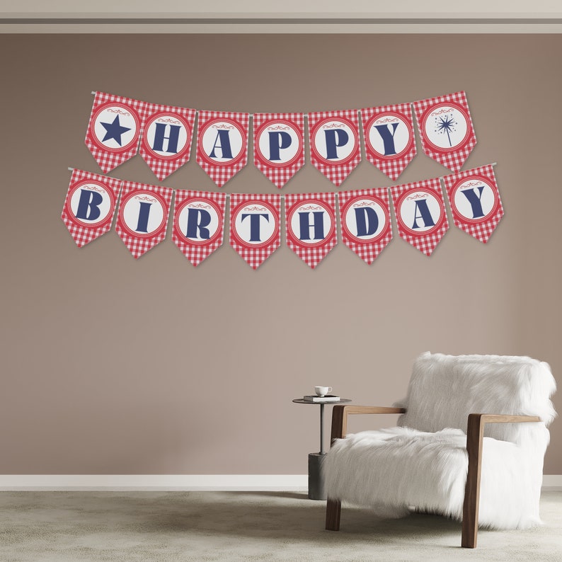 RED GINGHAM BANNER Printable Full Alphabet Pennants for Birthday ...