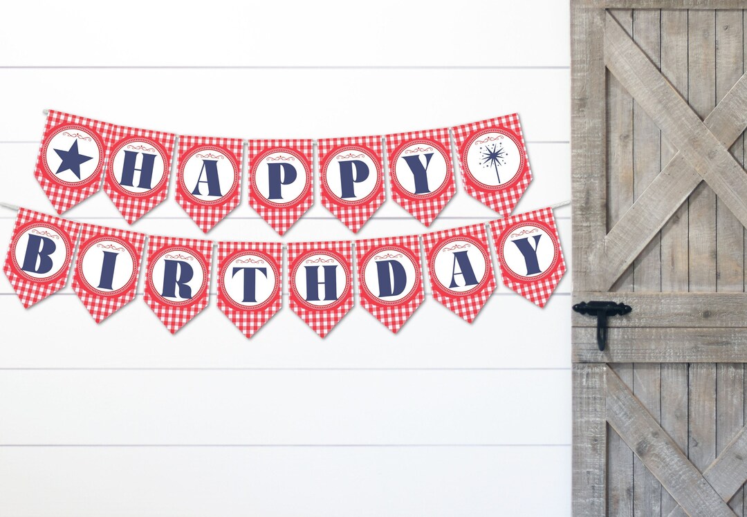 RED GINGHAM BANNER Printable Full Alphabet Pennants for Birthday ...