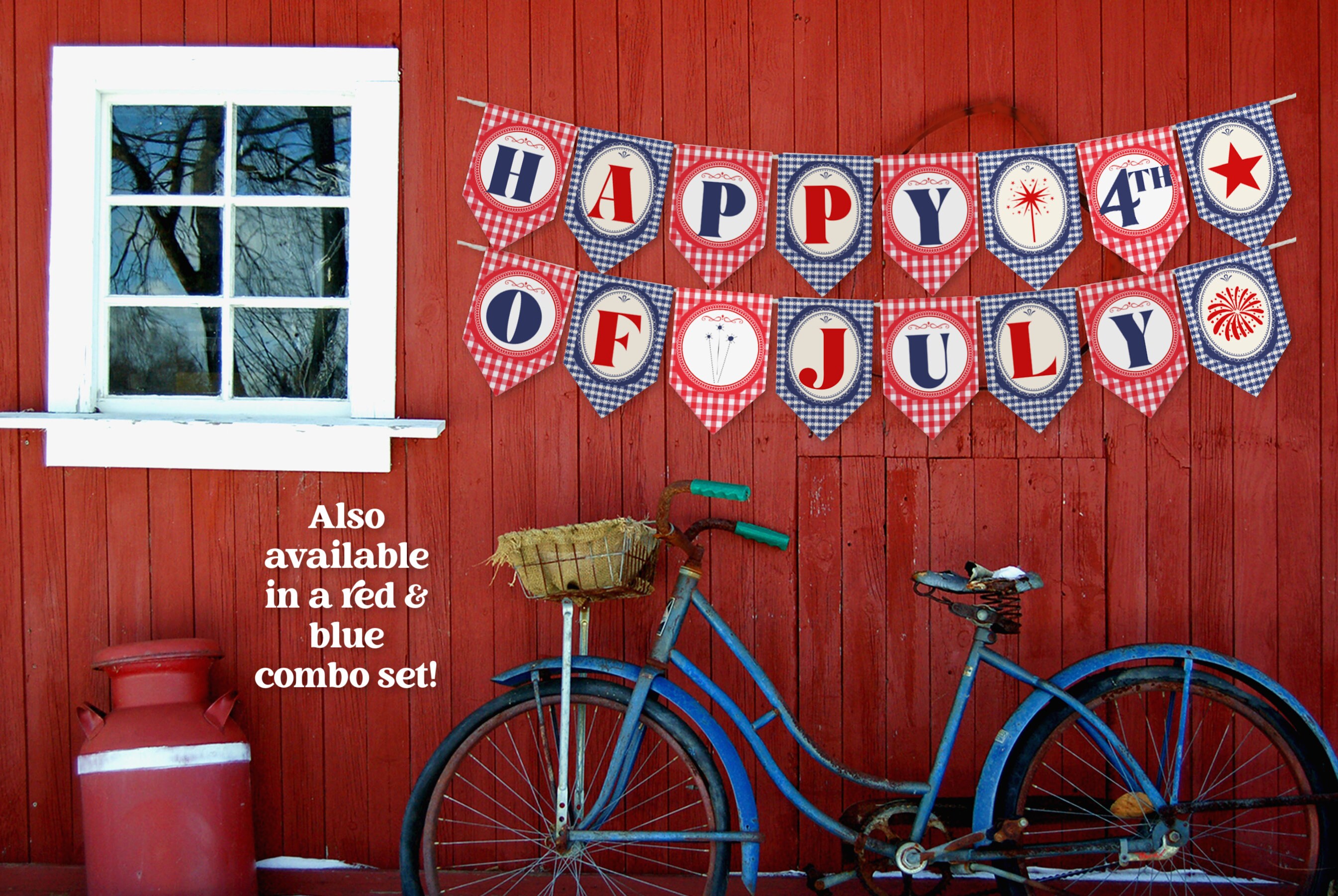 RED GINGHAM BANNER Printable Full Alphabet Pennants for Birthday ...