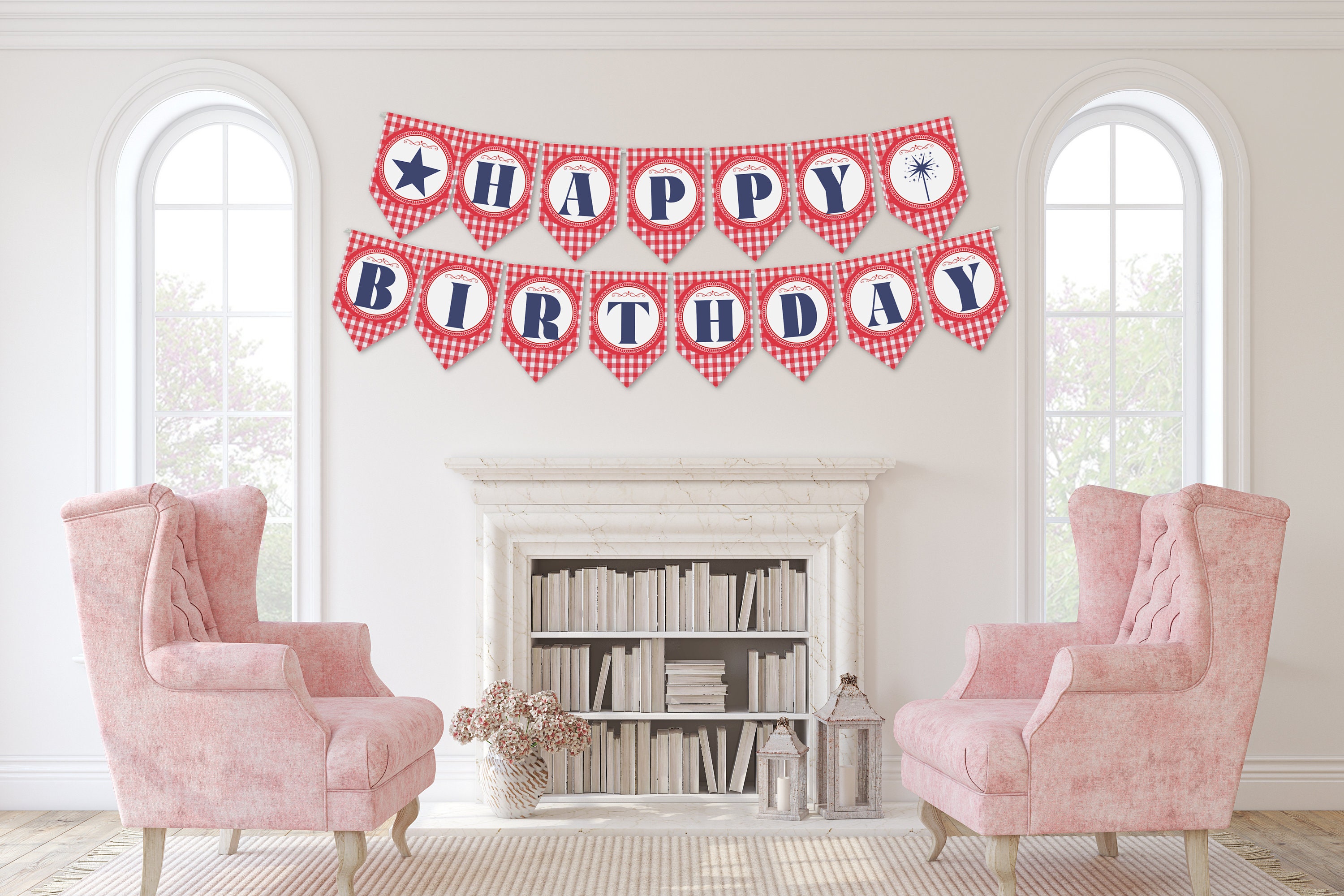 RED GINGHAM BANNER Printable Full Alphabet Pennants for Birthday ...