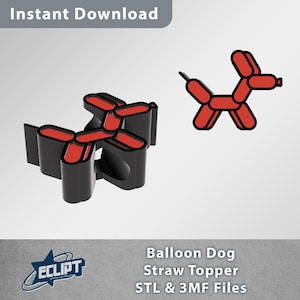 Balloon Dog Straw Topper STL/3MF