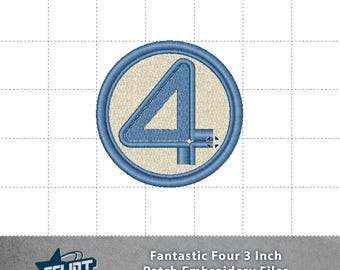 Archivo de bordado de parche de los Cuatro Fantásticos de 3 pulgadas