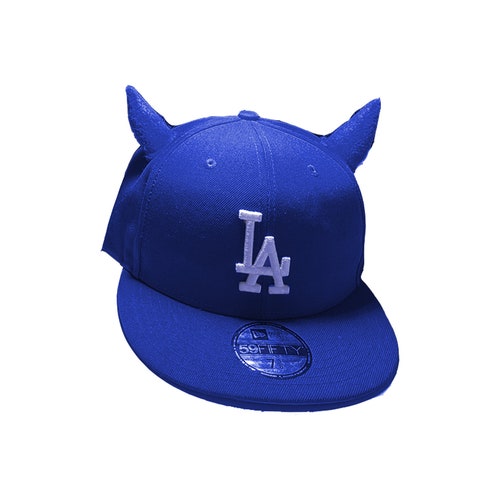 LA Dodgers Devil Horn Custom Fitted Hat Etsy