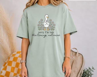 Goose Graphic Tee, Duck Print Shirt, Retro Nature Graphic, silly goose shirt, goose with daisies shirt