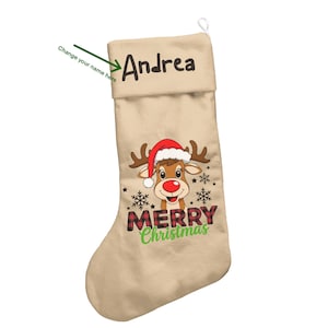 Personalized Christmas stocking, reindeer Christmas stocking, funny Christmas stocking, luxury stocking, family personalized stocking
