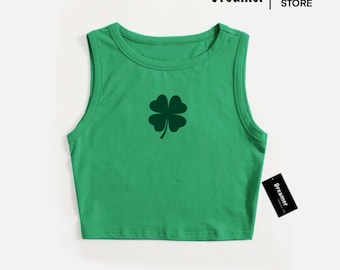 St Patrick day crop top, women crop tank top, green crop top, shamrock crop top, lucky crop top, shamrock top, green crop tee, green tops