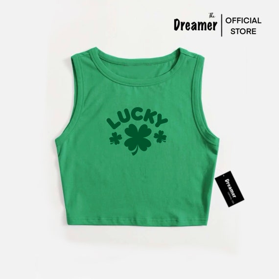 St Patrick day crop top, women crop tank top, green crop top, shamrock crop top, lucky crop top, shamrock top, green crop tee, green tops