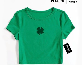 St Patrick Day crop top, green crop top, shamrock crop top, green lucky crop top, crop top for women, crop tee, trendy crop top, green top