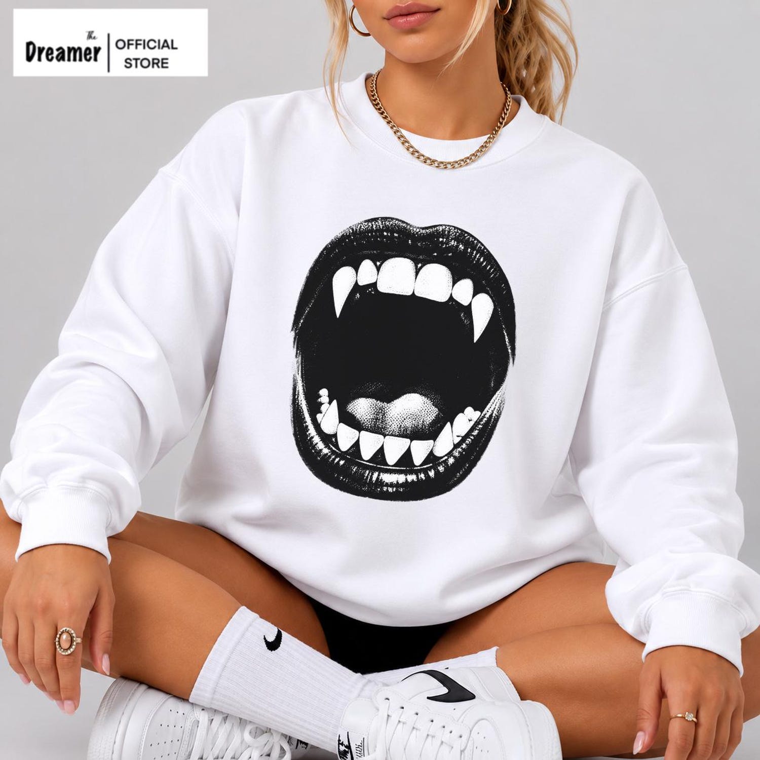 Vampire Mouth halloween  sweatshirt , vampire halloween sweatshirt, trendy halloween sweatshirt, halloween sweatshirt, scary sweatshirt