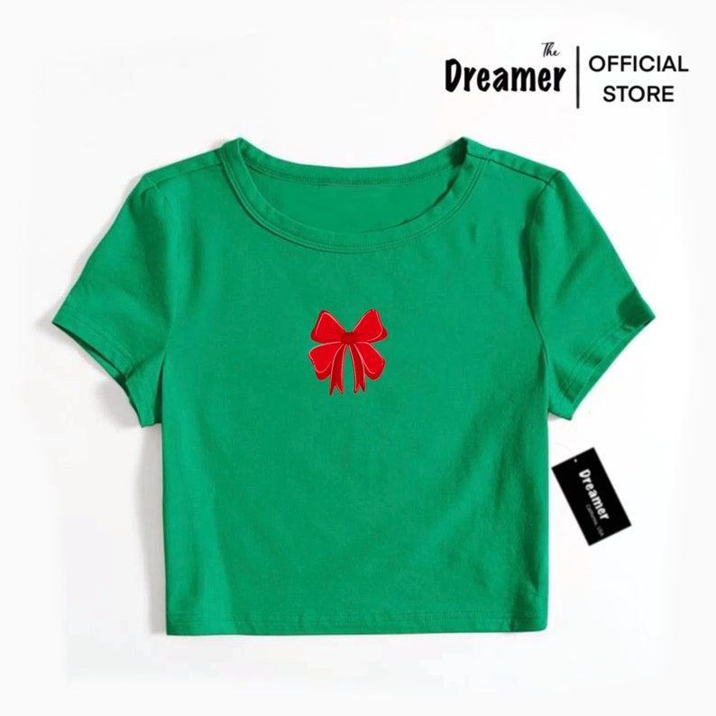 Christmas Bow Crop Top, Y2k Crop Top, Christmas Crop Top, Aesthetic