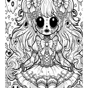 Creepy Kawaii Coloring Pages for Adults (Printable)