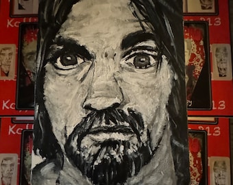 Charles Manson 6 x 8” Original acrylic painting