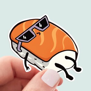 Cool Summer Salmon Sushi Surfer - Life Is Like Surfing - Sushi - Sticker