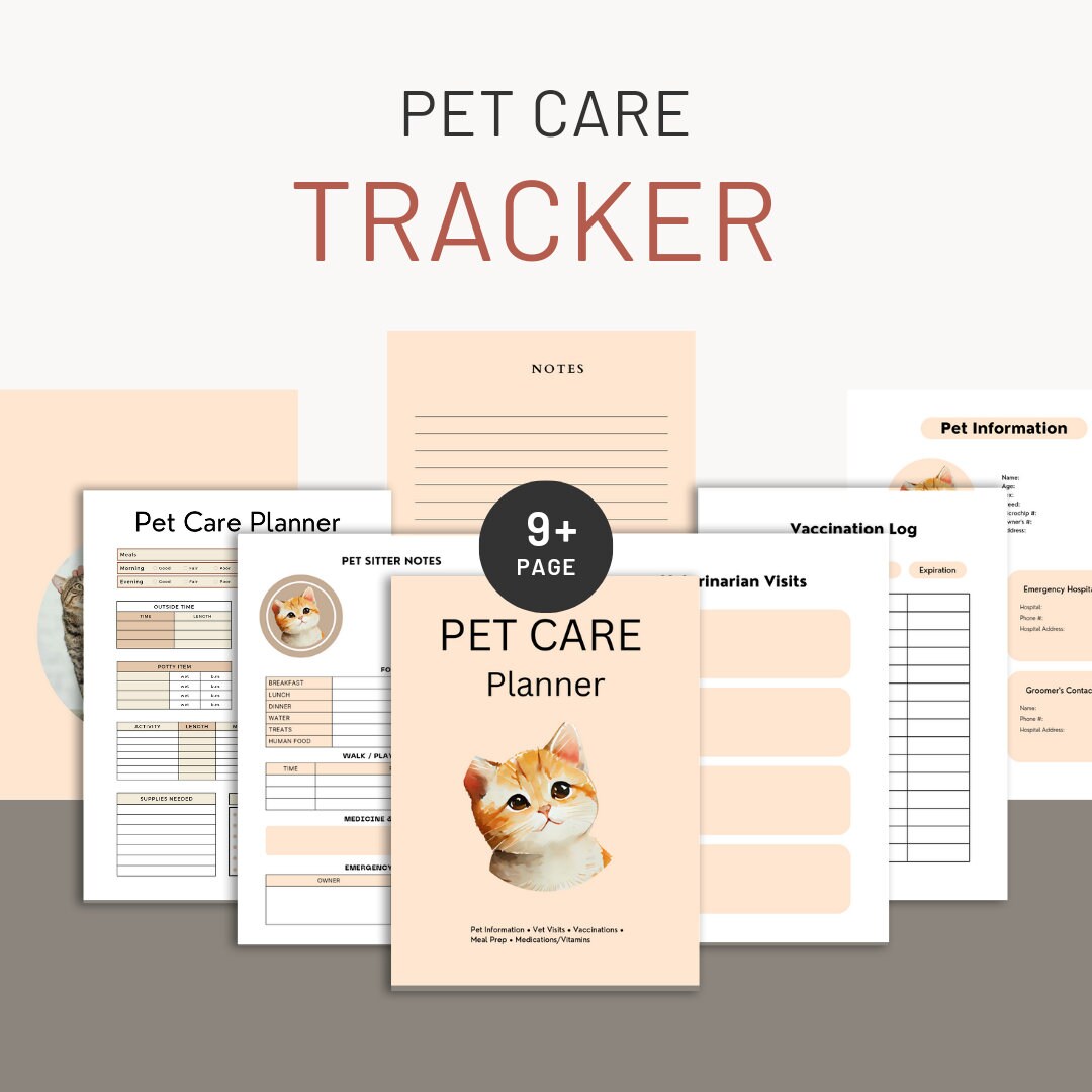 Pet Care Planner Dog Organizer, Pet Owner Pet Care Planner, Digita Gift ...
