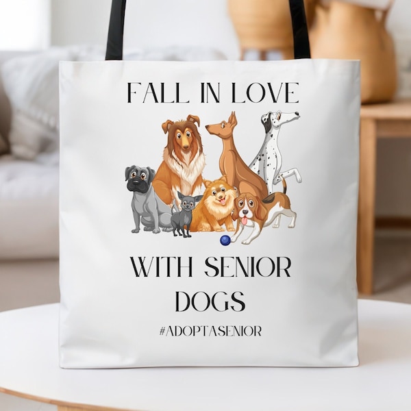 Senior Dog Tote Bag, Adopt A Senior Tote, Senior Dog Lover Tote Gift, Senior Dog Mom Dad Gift, Senior Dog Adoption Tote, Cute Senior Dog Bag