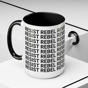 RESIST Pro Democracy Coffee Mug, Ceramic Democracy Mug, Gift for Democrats, Anti Fascism, Politics Mug