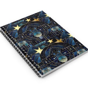 Celestial Stained Glass Spiral Lined Notebook, Moon & Stars Journal ...