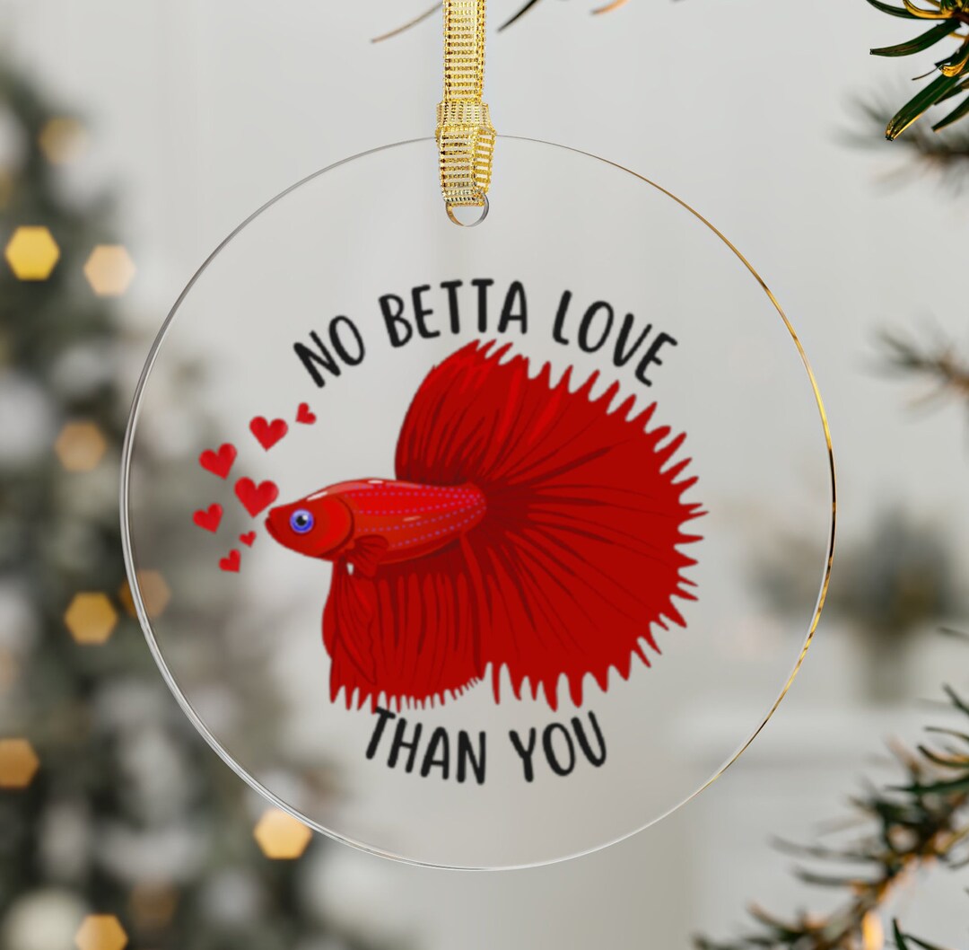 Betta Fish Valentine Ornament, Betta Fish Lover Gift, Ornament for
