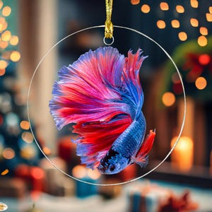 Betta Fish Acrylic Ornament, Betta Fish Lover Gift, Betta Mom Gift, Betta Dad Gift, Tropical Fish Memorial, Betta Fish Love, Fishkeeper Gift