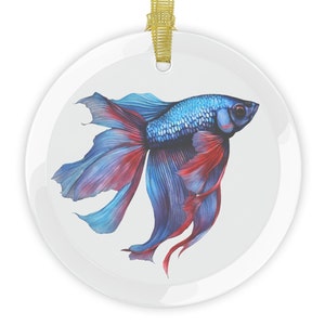 Betta Fish Glass Ornament, Betta Fish Lover Gift, Betta Mom, Betta Dad, Gift for Fish Lover, Tropical Pet Fish Ornament, Beta Fish Love