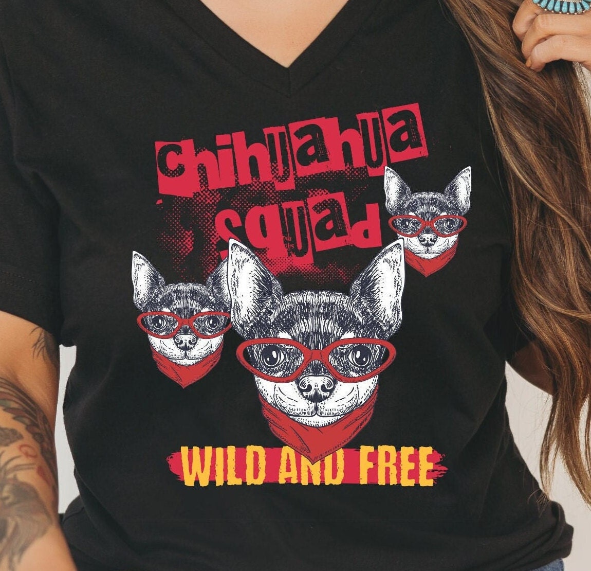 Chihuahua Squad T Shirt, V Neck Chihuahua Dog T Shirt, Funny Chihuahua Shirt, Chihuahua Lover Gift, Chihuahua Mom Gift, Chihuahua Love Tee