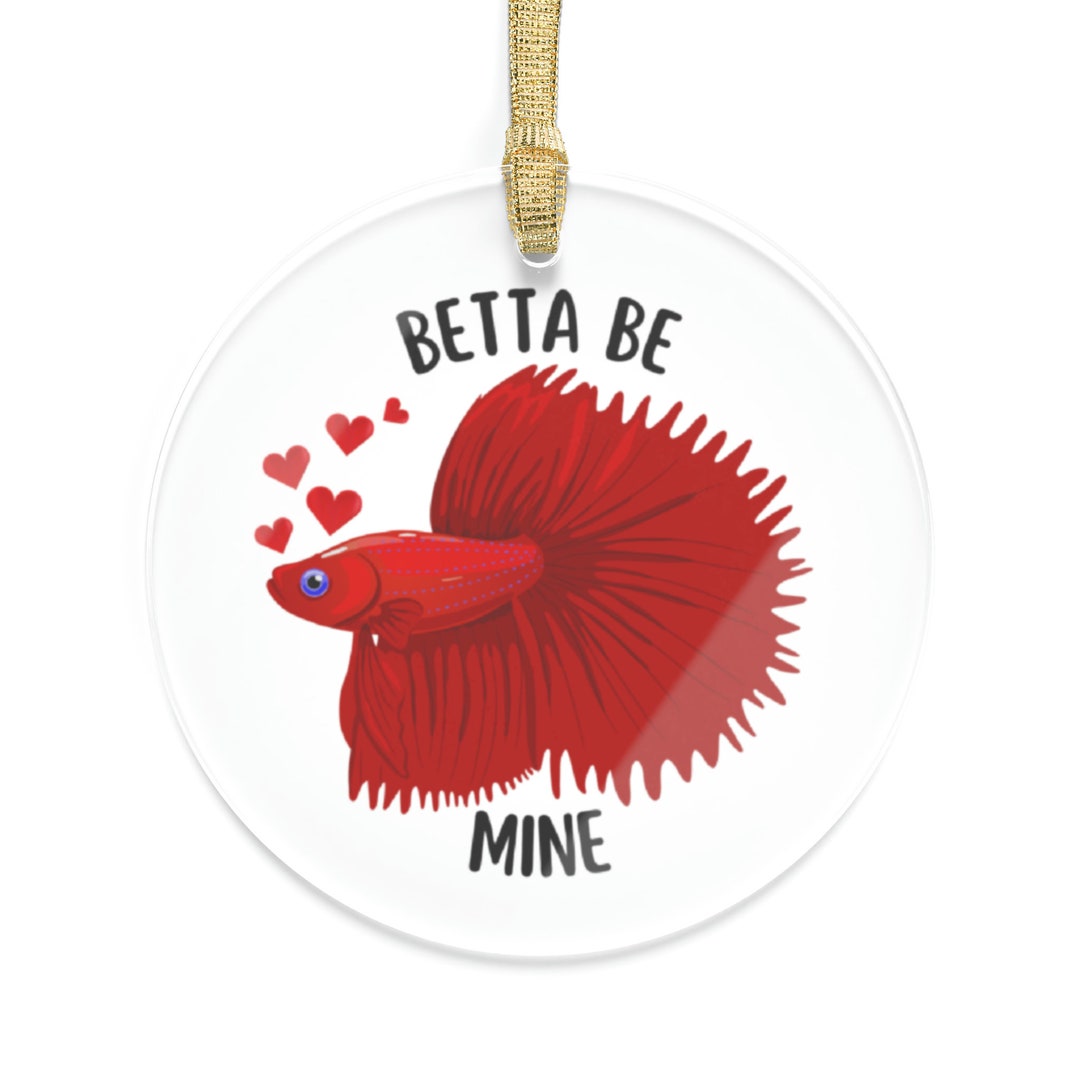 Betta Fish Valentine Ornament, Betta Fish Lover Gift, Ornament for