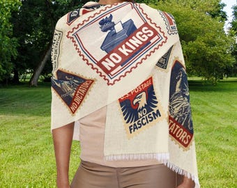 Pro Democracy Scarf, Vintage Stamp Democracy Scarf, No Kings Scarf, Democracy Apparel, Progressive Gift