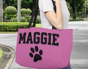 Personlized Doggie Tote Bag, Custom Dog Travel Tote, New Pet Gift, Dog Overnight Bag, Custom Photo Dog Gift