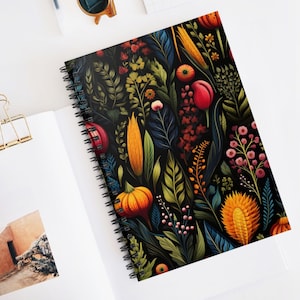 Autumn Harvest Spiral Lined Notebook, Fall Colors Lover Gift, Fall Birthday Gift, Autumn Colors Fall Foliage Notebook, Personal Journal