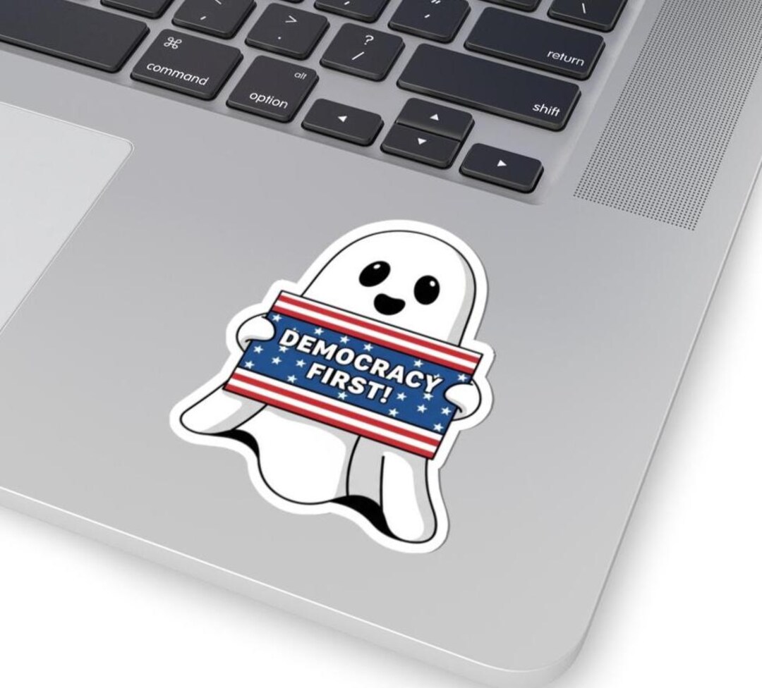 Ghost Pro Democracy Banner Kiss-cut Sticker, Halloween Decal, Laptop ...