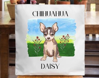 Customized Chihuahua Tote Bag, Chihuahua Dog Mom Dad Gift, Chihuahua Lovers Gift, Chihuahua Tote Bag, Chihuahua Bag, Chihuahua Tote Bag