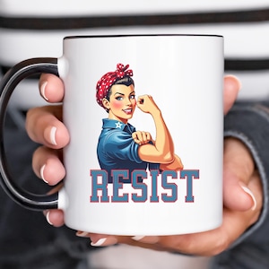 RESIST Pro Democracy Coffee Mug, Ceramic Democracy Mug, Democracy Gift, Anti Fascism, Politics Mug, Feminism Ceramic Mug, Pro Women Mug