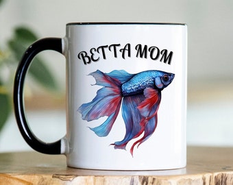 Betta Mom Mug, Betta Fish Lover Gift, Betta Fish Mom Gift, Ceramic Betta Fish Mug, For Betta Lovers, Tropical Betta Fish Gift