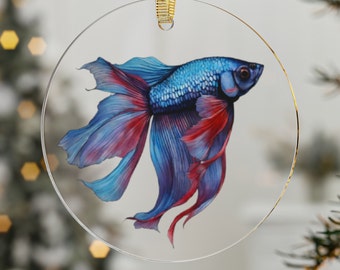 Betta Fish Acrylic Ornament, Betta Fish Lover Gift, Betta Mom Gift, Betta Dad Gift, Tropical Fish Ornament, Betta Fish Love, Fishkeeper Gift