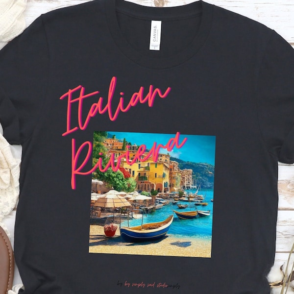 Italian Riviera Crew Neck Shirt, Italy Travel, Portofino Shirt, Italian Resort Shirt, Italian Travel, Italy Riviera, Italian Coast Vacation